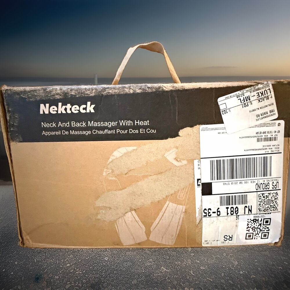 Nekteck LMS-801 Shiatsu Kneading Back/Neck Massager w/ Heat, 8-Node, Black